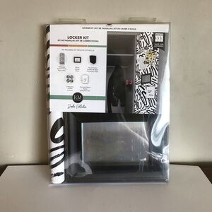 RoomMates Black White Locker Kit Mirror Pencil Pocket Magnets Dry Erase Board